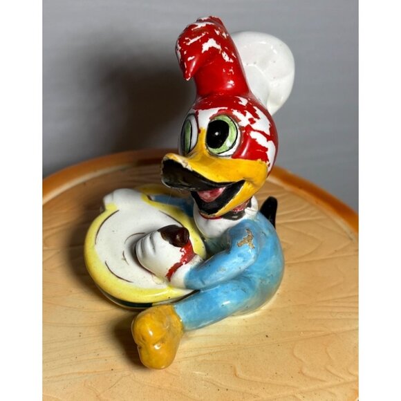 Vtg Woody Woodpecker Cookie Jar Barrel Design Ceramic Collectible Lid 9" Tall - Picture 7 of 16